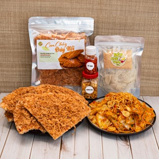 Combo cơm cháy + bánh tráng (200g cơm cháy chà bông + set bánh tráng muối sặc nhỏ) - bếp chè thái