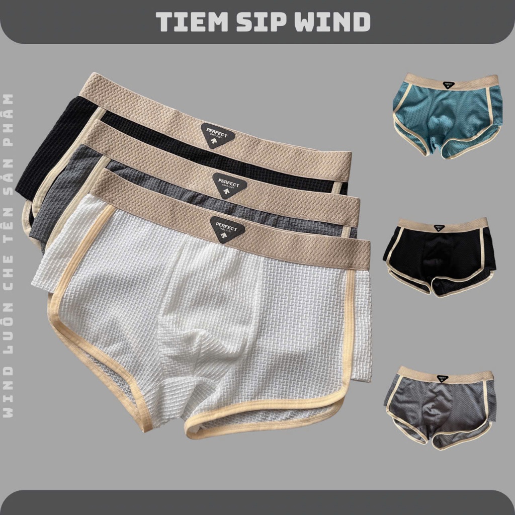 Quần lót nam boxer chất vải lụa băng mềm mịn mát kháng khuẩn vượt trội co giãn 4 chiều TIEM PER