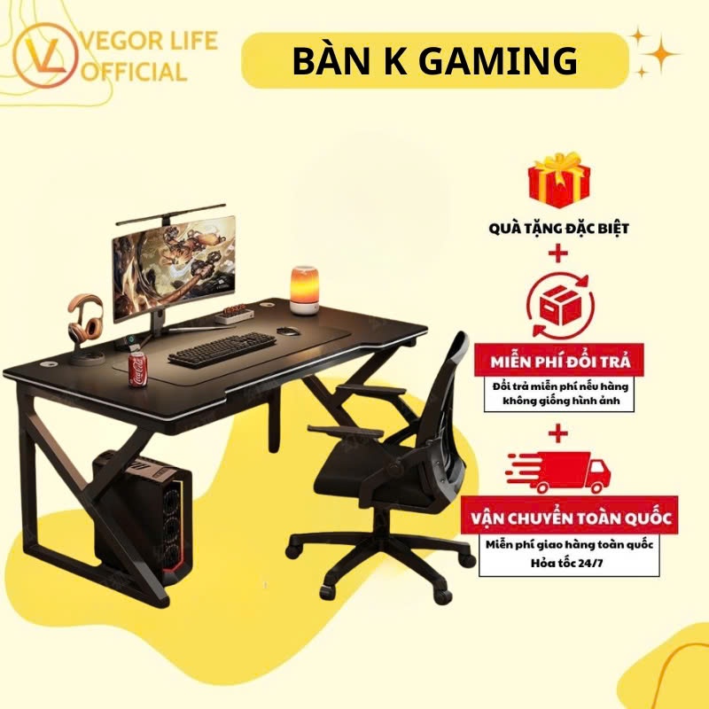  Bàn Làm Việc Bàn Gaming Chân Chữ K Thiết Kế Cá Tính Decor Trang Trí Phòng Game Cao Cấp - Thương hiệu VEGOR LIFE   BÀN K 
