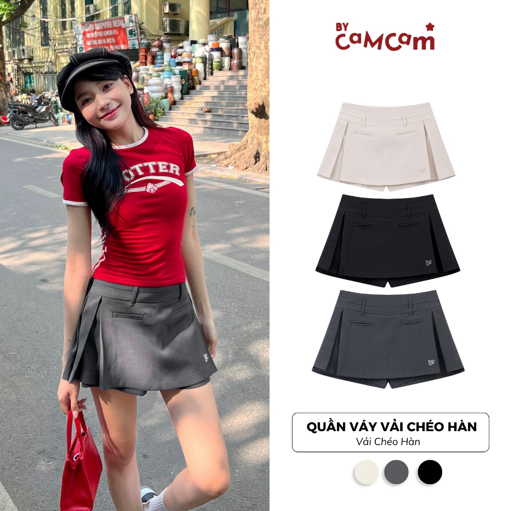 Quần Váy Bycamcam Cách Điệu Hàn Quốc Vải Chéo Hàn Đính Logo Nữ Tính CQA012 | BigBuy360 - bigbuy360.vn