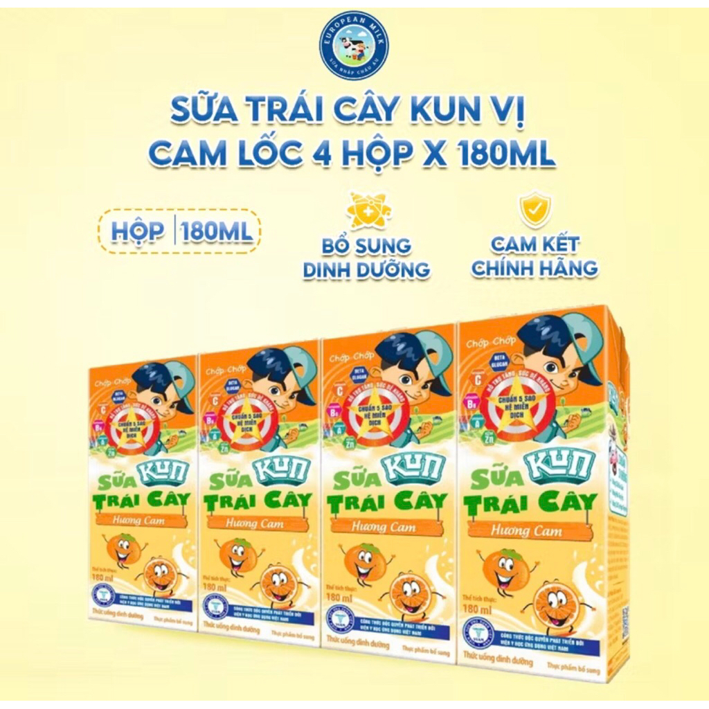 Sữa trái cây kun hương cam 180ml