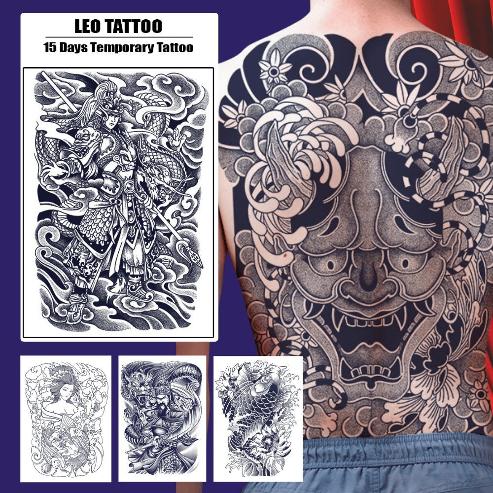 Hình Xăm Dán Kín Lưng Triệu Vân - Full Lưng Cực Ngầu – Tattoo Dán 15 Ngày – 35x48cm