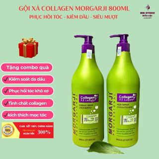 Gội Xả Collagen Morgarji 800ml - Phục Hồi Tóc - Kiềm Dầu - Siêu Mượt | Hàng Chính Hãng - Mn Store
