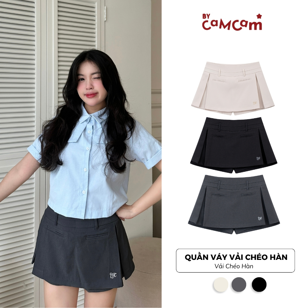 Quần Váy Bycamcam Cách Điệu Hàn Quốc Vải Chéo Hàn Đính Logo Nữ Tính CQA012 | BigBuy360 - bigbuy360.vn
