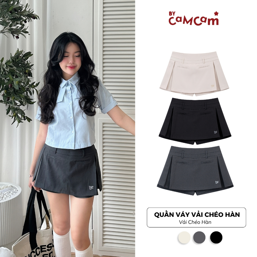 Quần Váy Bycamcam Cách Điệu Hàn Quốc Vải Chéo Hàn Đính Logo Nữ Tính CQA012 | BigBuy360 - bigbuy360.vn