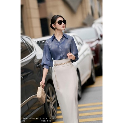 Áo Sơ Mi Nữ Công Sở MY WAY Dài Tay Họa Tiết Thời Thượng  3MA0365B