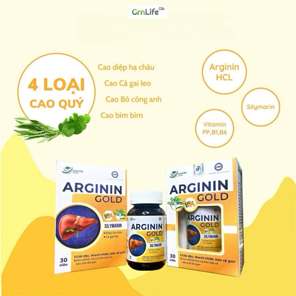Viên uống bổ gan GrnLife Arginin Gold  - Hỗ trợ tăng cường chức năng gan, thanh nhiệt, giải độc gan