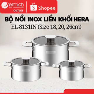 Bộ Nồi INOX 304 Cao Cấp Elmich Hera EL-8130/EL-8131 Đáy Liền 3 Lớp, Size 16-26cm, Elmich Chính Hãng