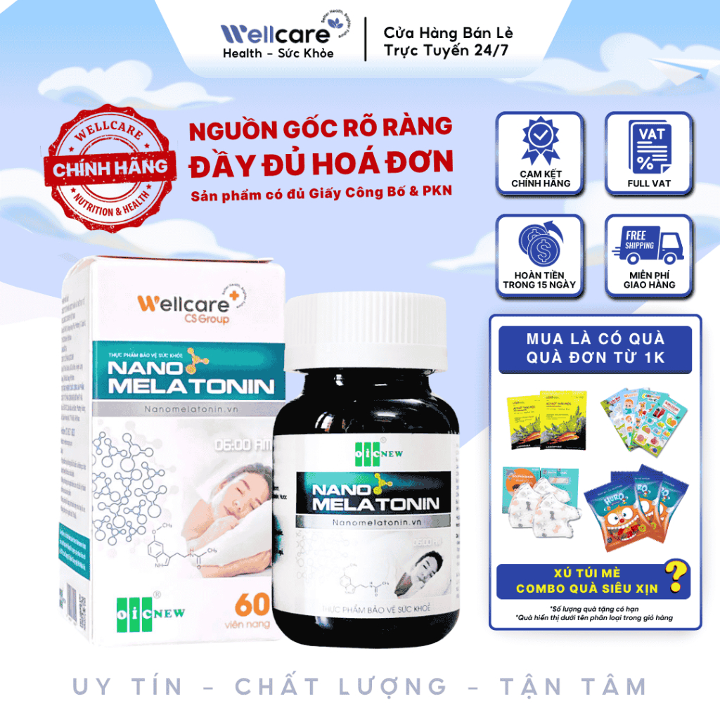 [✨CHÍNH HÃNG] Nano Melatonin Oic Wellcare lọ 60 viên - bổ sung Melatonin, hỗ trợ giấc ngủ