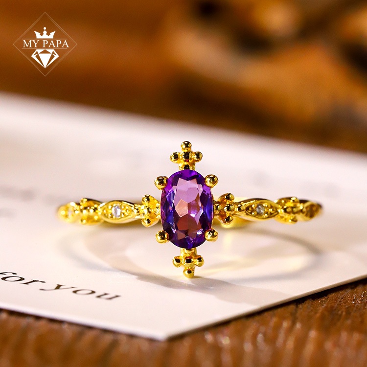 Nhẫn bạc 925 Thạch Anh tím Bolivia MYPAPA - N9