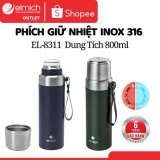  Bình Giữ Nhiệt 800ml Elmich EL-8311 | Bình Nước Giữ Nhiệt INOX 316 Có Quai Xách Elmich Chính Hãng 