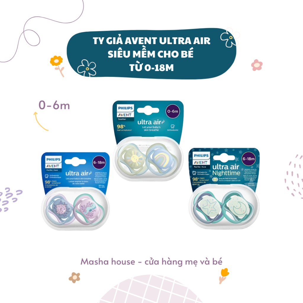 Ti Giả Philips Avent Thông Khí Ultra Air 0-6M, 6-18M