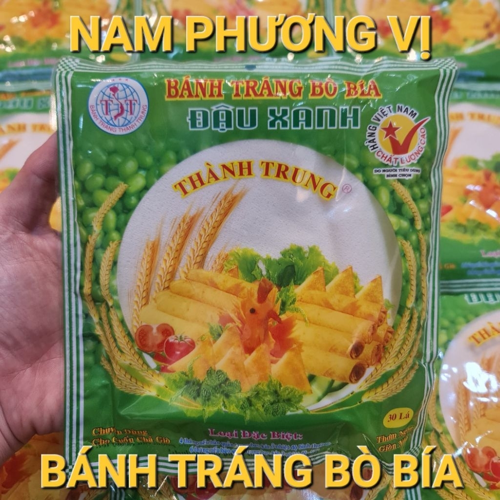 Bánh Tráng Bò Bía Đậu Xanh Thành Trung (Bịch 30 Cái) - Vỏ Bánh Dẻo Dai, Chiên Chả Giò Giòn Rụm