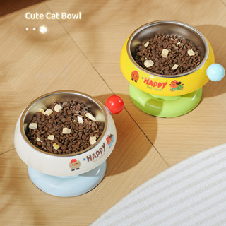 Bát ăn chó mèo - Bát đựng thức ăn cho chó mèo, Bát ăn cao chống gù, Bát nhựa happy kèm bát inox BECHON