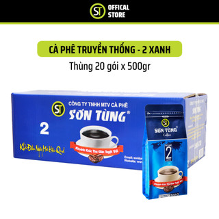 Thùng 10kg cà phê pha phin 2 Xanh - Cà Phê Sơn Tùng - Dòng truyền thống - 500gram x 20gói