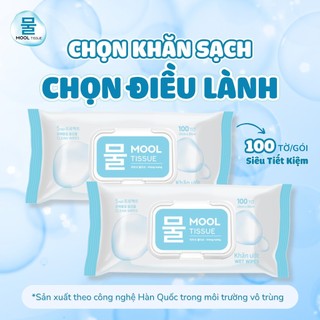 Khăn ướt Mool 100 tờ Cao cấp Chính Hãng,Công Nghệ Hàn Quốc - Không Hương, An toàn, Tiện Lợi,Date mới