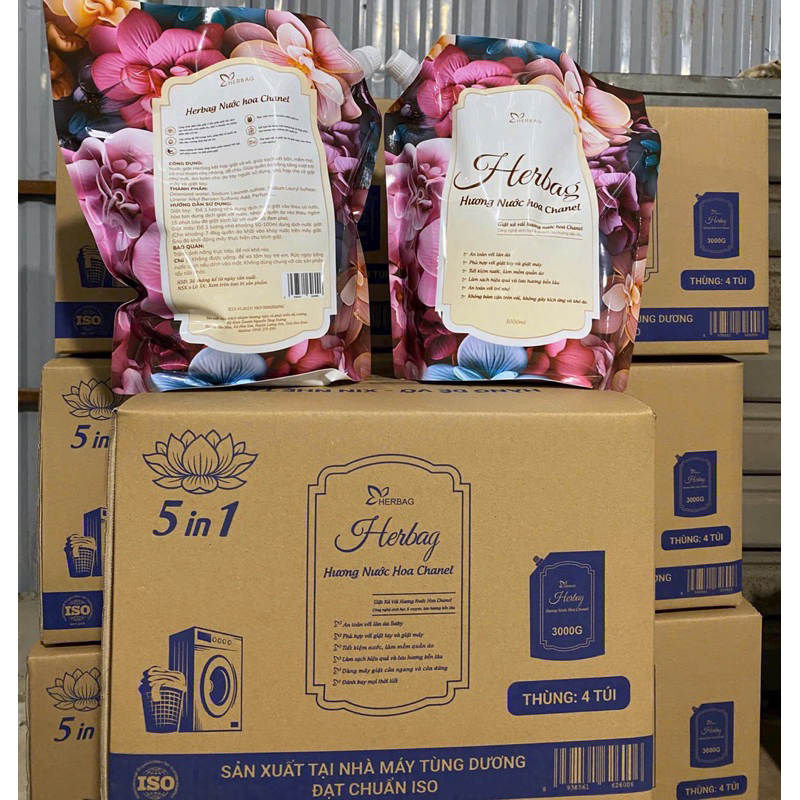 nước giặt herbag hương nước hoa chanel gói 3000ml