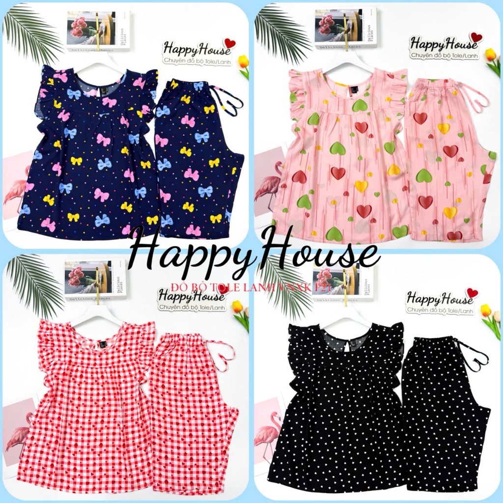 Đồ tole nữ mặc nhà, Bộ Lanh Lửng Cánh Tiên VNXK 45-75kg, chất tole 2 da loại 1 mịn mát