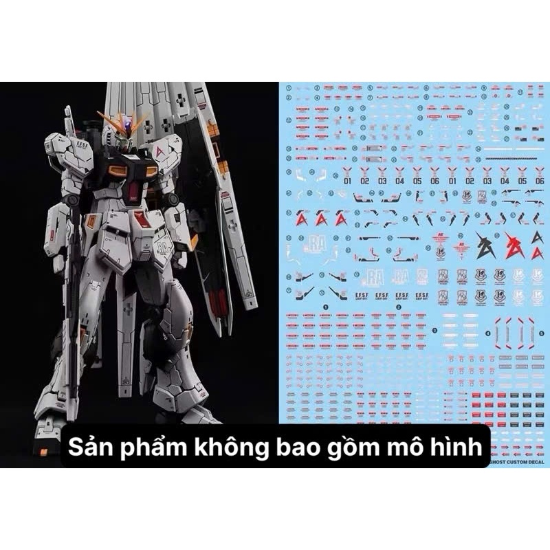 [Ghost/G-rework] Decal/Đề can nước mô hình RG RX-93 Nu gundam