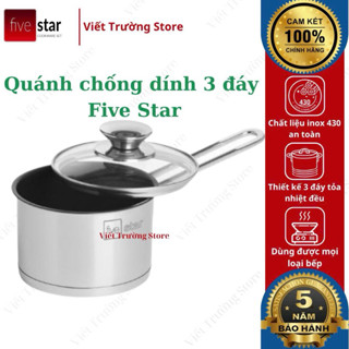 Nồi Quánh Chống Dính 3 Đáy Size 12-14cm Nấu Cháo Cho Em Bé Fivestar Dùng Được Bếp Từ