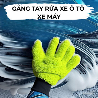 Găng Tay Rửa Ô Tô Xe Máy Chuyên Dụng, Bao Tay Rửa Xe San Hô Siêu Bọt Làm Bằng Sợi Microfiber Mềm Mịn Tạo Bọt Nhiều