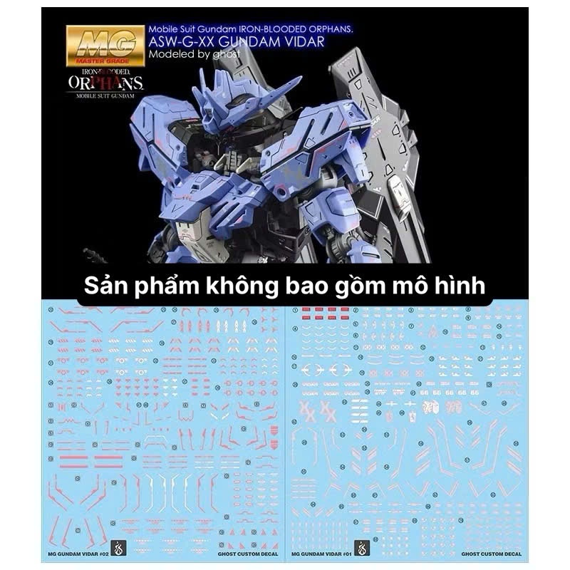 [Ghost/G-rework] Decal/Đề can nước mô hình MG Vidar Gundam