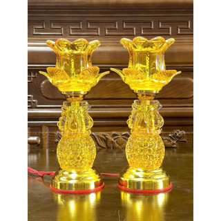 Đèn thờ cúng để bàn thờ chất liệu thủy tinh cao 30cm, đèn cúng Phật, Quan Âm
