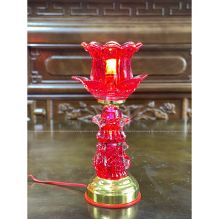 Đèn thờ cúng để bàn thờ chất liệu thủy tinh cao 30cm, đèn cúng Phật, Quan Âm