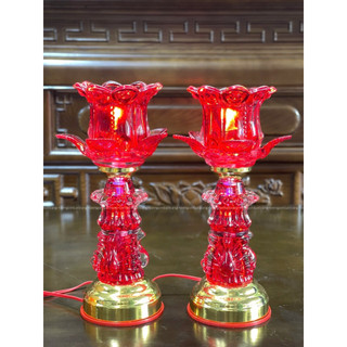 Đèn thờ cúng để bàn thờ chất liệu thủy tinh cao 30cm, đèn cúng Phật, Quan Âm