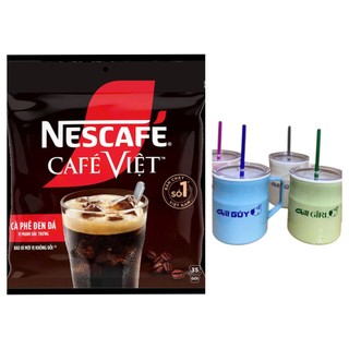 MUA NHÂN 2 TÚI LỚN TẶNG CA 700ML)1 TÚI 35 GÓI NESTCAFE VIỆT ĐEN ĐÁ HÒA TAN THƠM NGON