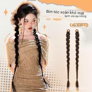 Tóc giả tết bím dài có dây cột đeo dễ dàng-Tóc cột bím 2 bên phong cách dễ thương - 39 402165