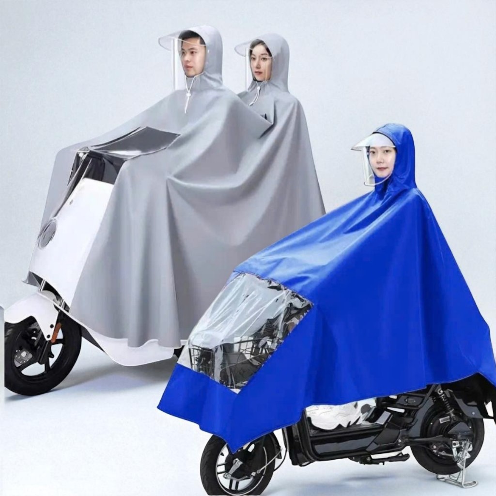 Áo mưa 1 đầu 2 đầu nam nữ, Áo mưa choàng trùm kín xe,chất liệu PVC cao cấp có tấm chắn nước cho 1 ng
