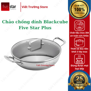  Chảo 2 Quai Chống Dính Sâu Lòng Blackcube Fivestar Nắp Kính 