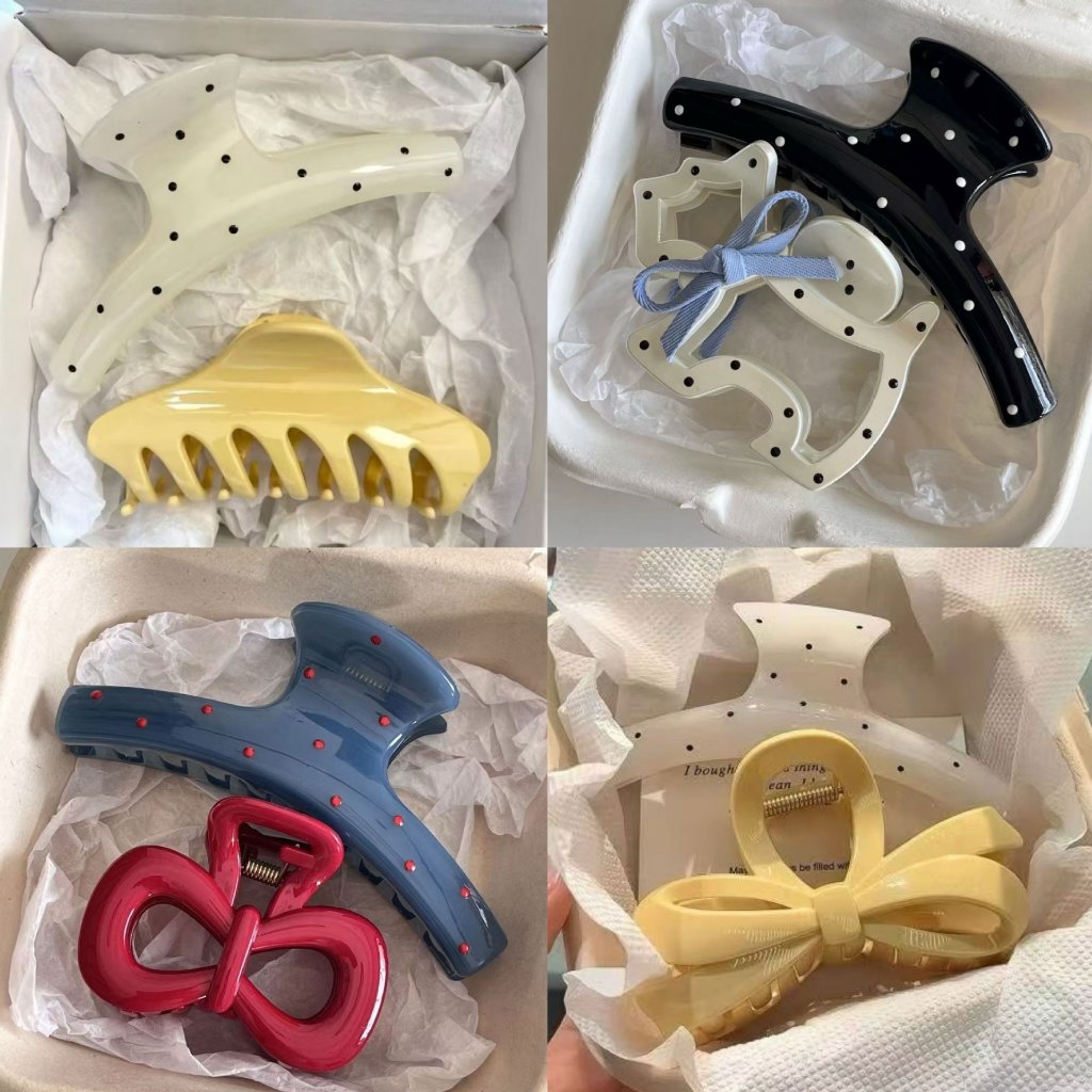  Kẹp tóc màu trắng vàng NOVSET kẹp tóc càng cua phong cách hàn quốc hoa sứ KHO2  