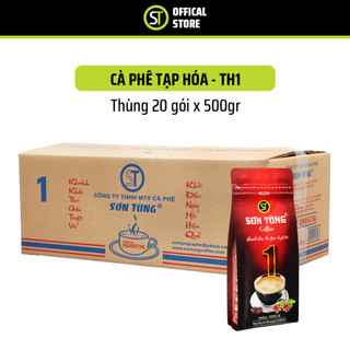 Thùng 10kg cà phê pha phin số TH1 - Cà Phê Sơn Tùng - Dòng tạp hóa - 500gram x 20gói