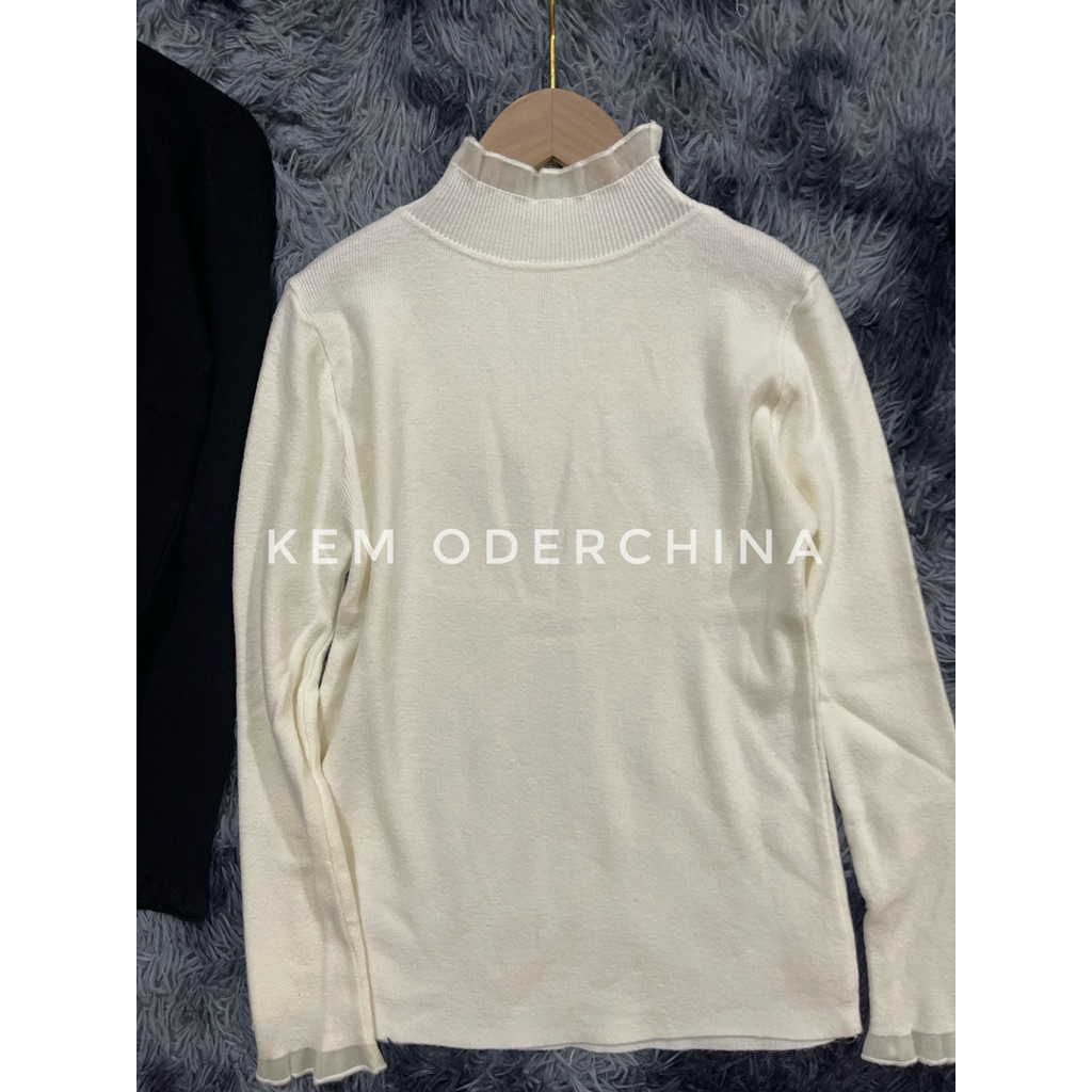 【 Sẵn Ảnh Thật+LOẠI 1 ĐẸP 】Áo Giữ nhiệt Cổ Cao Phối Bèo ,Áo Len Nữ Kiểu Ôm ,Len Mềm Ấm Áp QC | BigBuy360 - bigbuy360.vn