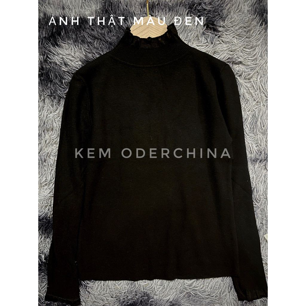 【 Sẵn Ảnh Thật+LOẠI 1 ĐẸP 】Áo Giữ nhiệt Cổ Cao Phối Bèo ,Áo Len Nữ Kiểu Ôm ,Len Mềm Ấm Áp QC | BigBuy360 - bigbuy360.vn