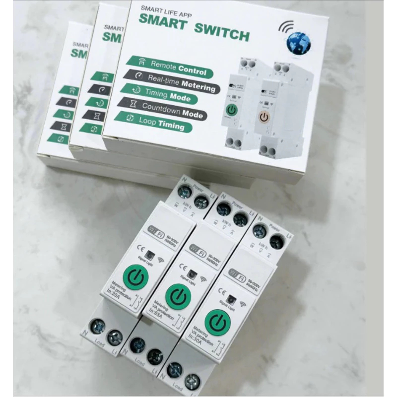 Aptomat WIFI TUYA 63A Hẹn Giờ, Đo Điện Năng Tiêu Thụ, Điều Khiển Qua App thông minh