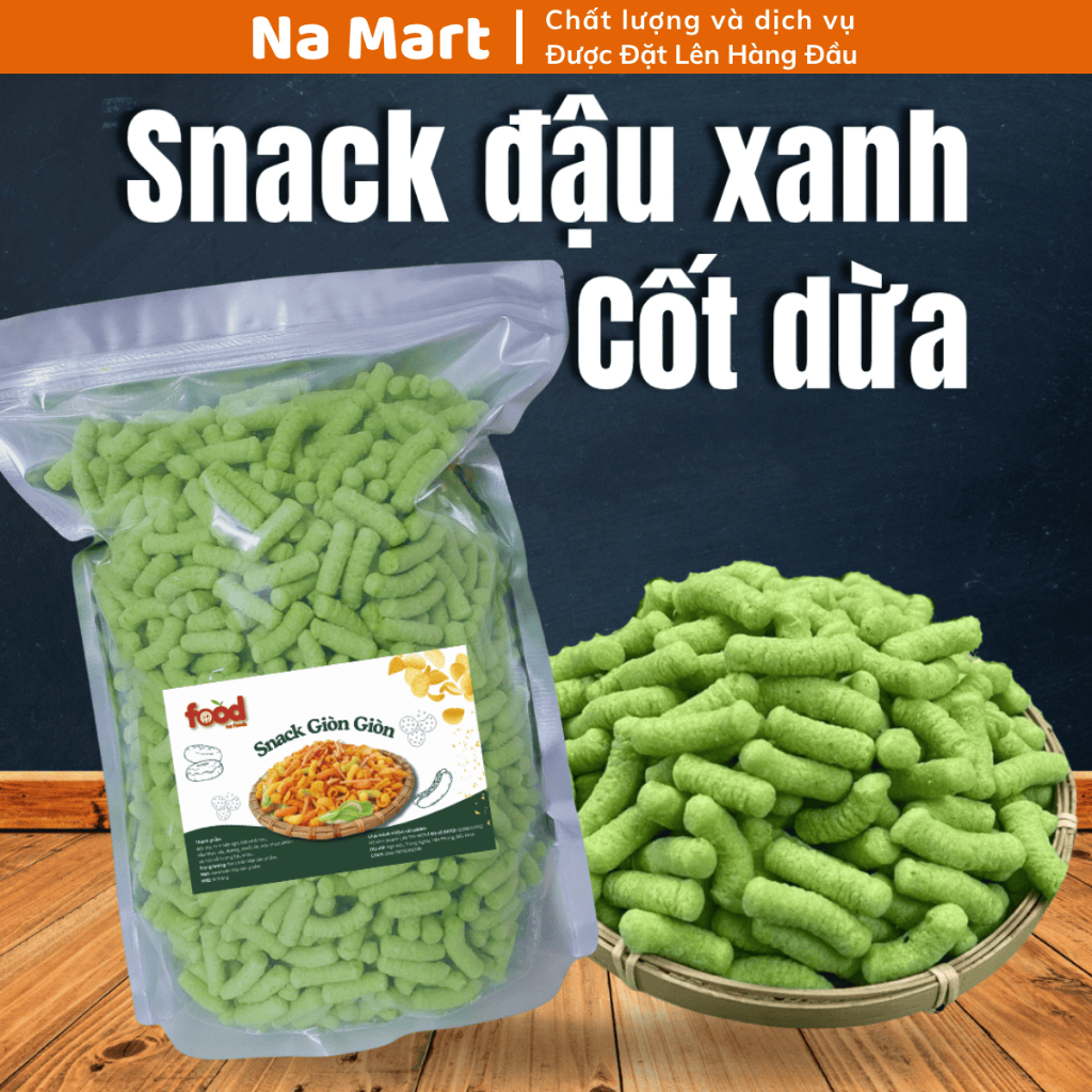 1kg Bỏng Đậu Xanh Nước Cốt Dừa - Túi Zíp Tiện Dụng - Snack Đậu Xanh Nước Cốt Dừa