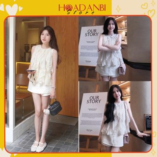 Set Áo Ren Thêu Xếp Bèo Mix Quần Váy Tiểu Thư Sang Chảnh ,Set Áo Ren Bèo Phối Chân Váy Tafta