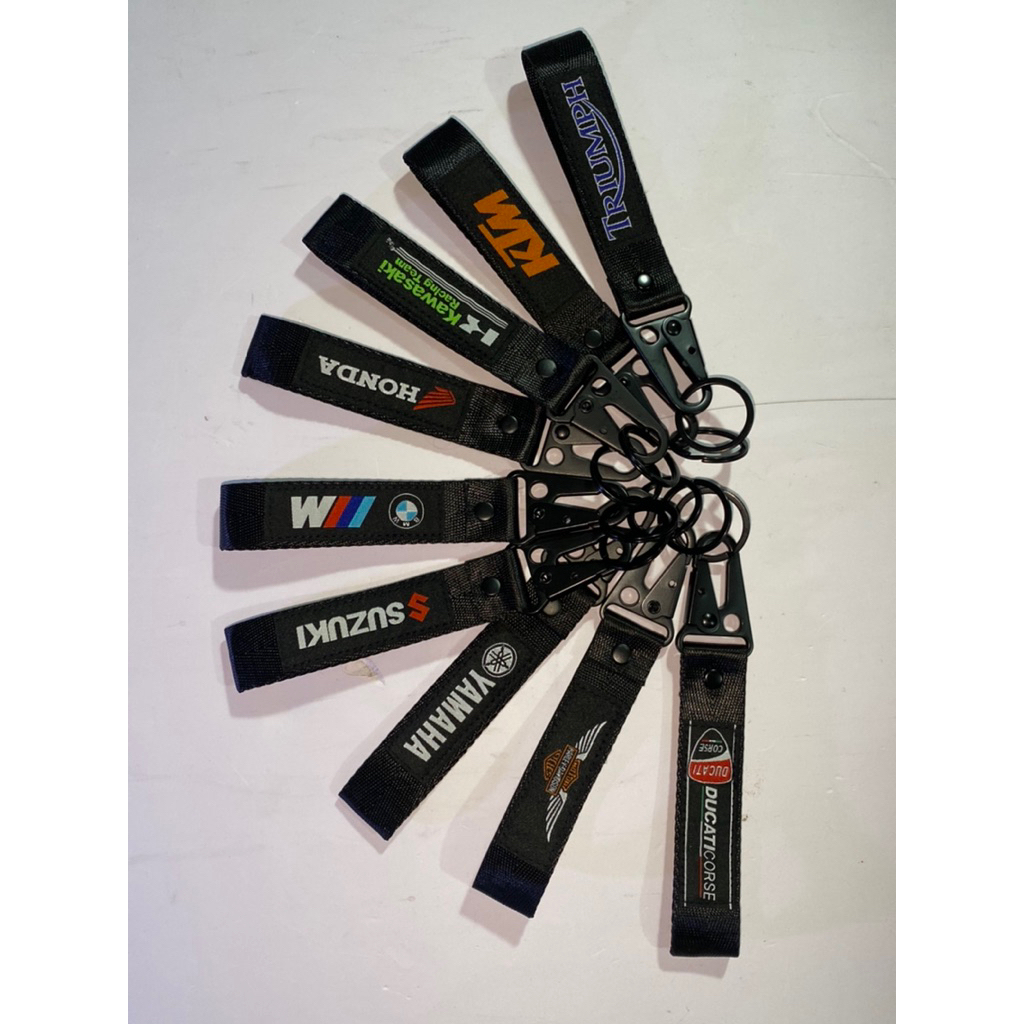 Móc khoá chất liệu vải Honda Kawasaki Yamaha Ducati Triumph KTM Suzuki Harley-davidson BMW 2 mặt đượ