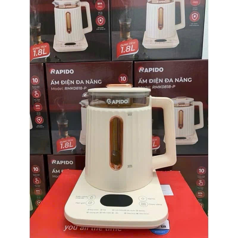 Ấm đun siêu tốc đa năng Rapido-HÀNG CHÍNH HÃNG 1.8l
