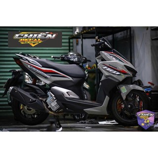 TEM RỜI VARIO 160 NỀN XÁM MẪU ĐỎ ĐEN CHỮ VARIO160 TRẮNG
