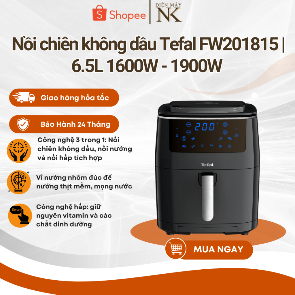 Nồi chiên không dầu kết hợp hấp Tefal 3 trong 1 Easy fry Steam & Grill FW201815 - Bảo Hành 24 Tháng