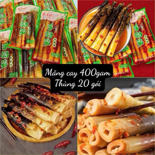  Sỉ Thùng 20 gói 400g  măng trúc cay tứ xuyên ngâm ớt đỏ vị chua cay 