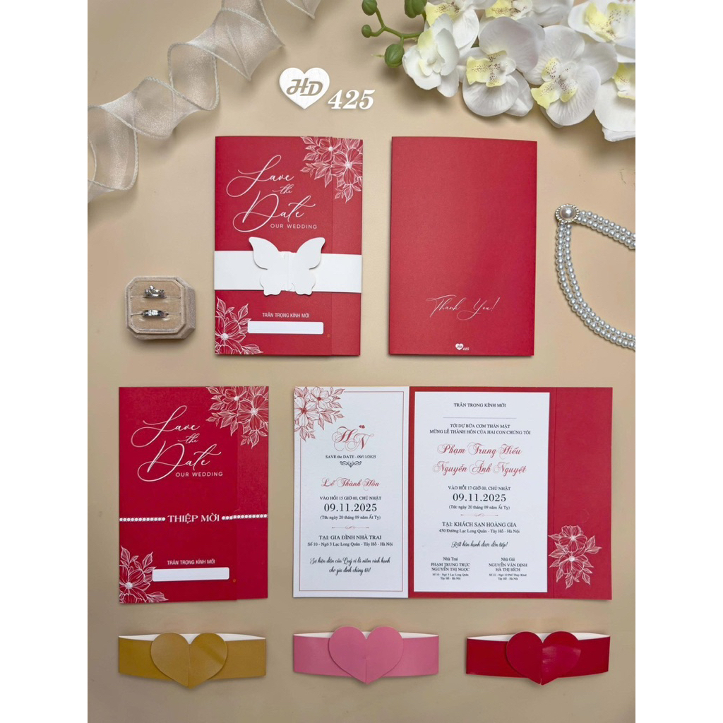 Thiệp cưới gập 3, mẫu mới hot năm 2025 (nhiều mã, nhận từ 50 thiệp)