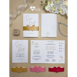 thiệp cưới gập 3 đơn giản nhưng sang sịn