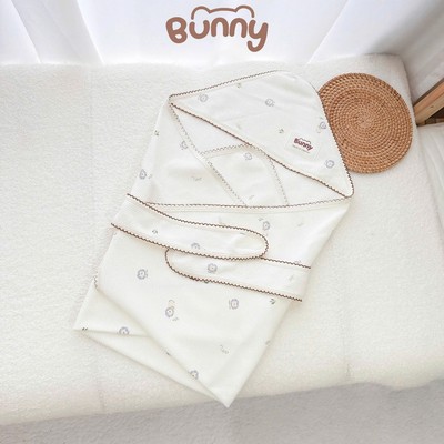 Ủ choàng cho bé vải Waffle sợi tre cao cấp Bunny KidsWorld dày dặn thấm hút tốt kháng khuẩn tự nhiên