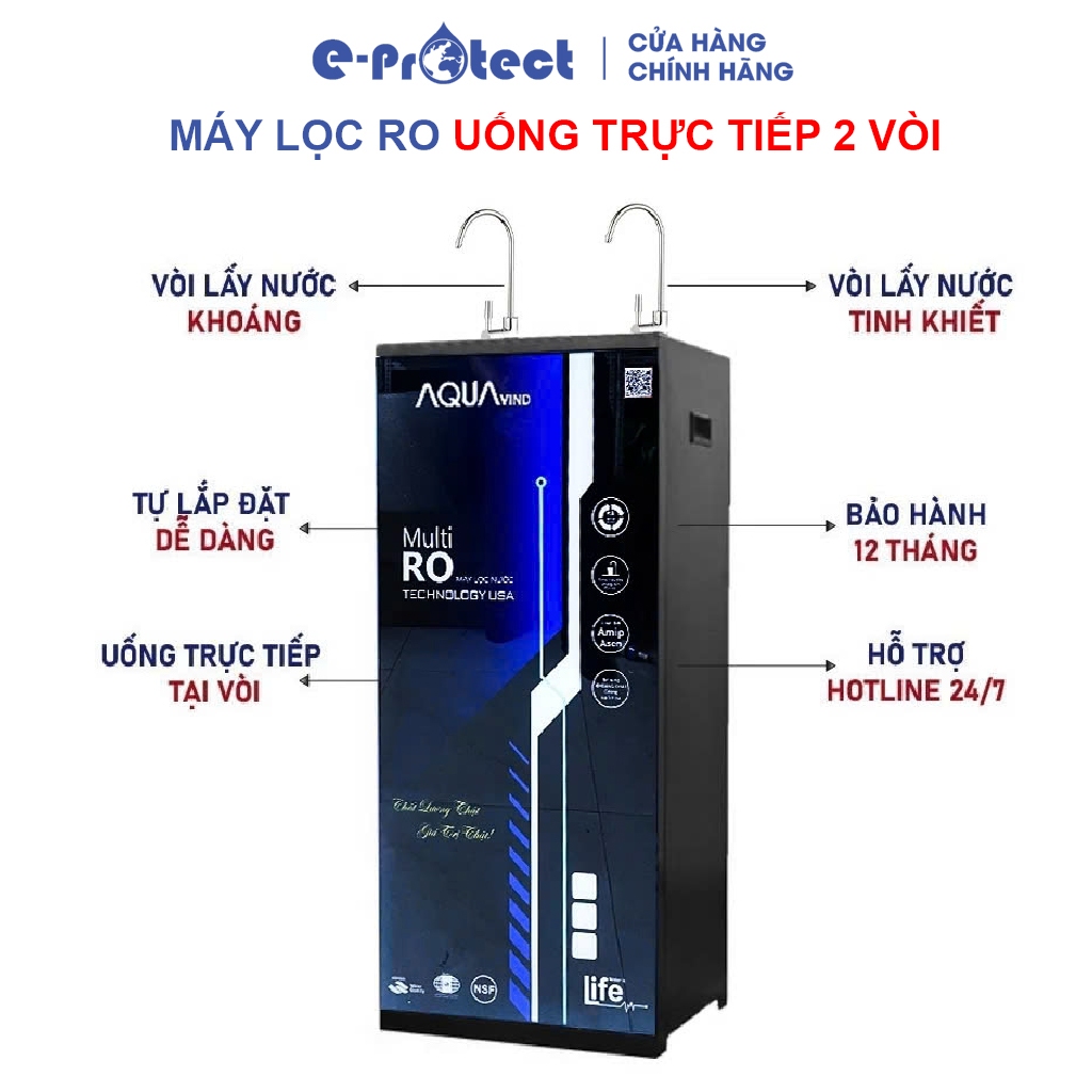 SIÊU RẺ - Máy lọc nước RO AQUA 2 Vòi có VỎ TỦ + UV DIỆT KHUẨN UỐNG TRỰC TIẾP TẠI VÒI( KHÔNG CÓ NÓNG LẠNH)
