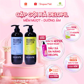  Dầu gội xả phục hồi hư tổn khô sơ giảm rụng tóc Delofil Arganoil Protein 500 800ml 